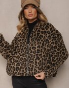 belcci Bluză Maro cu In Oversize cu Imprimeu leopard Tinnestira