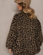 belcci Bluză Maro cu In Oversize cu Imprimeu leopard Tinnestira