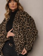 belcci Bluză Maro cu In Oversize cu Imprimeu leopard Tinnestira