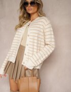 belcci Cardigan Bej în Dungi cu nasturi Irihae