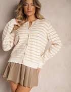 belcci Cardigan Bej în Dungi cu nasturi Irihae