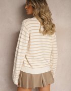 belcci Cardigan Bej în Dungi cu nasturi Irihae