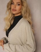 belcci Cardigan Bej lung cu Viscoză încheiat cu nasturi cu fir metalic Arkaria