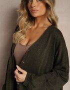 belcci Cardigan Verde din Viscoză lung cu nasturi cu fir metalic Arkaria