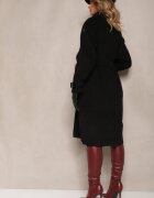 belcci Palton Trench Negru la Două Rânduri cu Croială Elegantă și Curea Edioneta