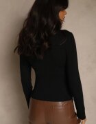 belcci Pulover Negru Neted din Viscoză cu Fir Metalic și Nasturi la Decolteu Lilivea