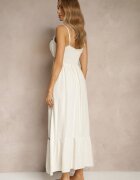 belcci Rochie Albă cu vâscoză și in cu decolteu petrecut decorată cu broderie Sollio