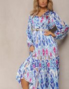 belcci Rochie Albastră Evazată cu elastic în talie în stil Boho Mizza
