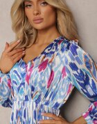 belcci Rochie Albastră Evazată cu elastic în talie în stil Boho Mizza