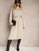 belcci Rochie Bej cu Adăugare de Viscoză cu Croi Drept cu Fir Metalic Arkira