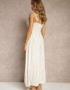 belcci Rochie Bej din Viscoză și In cu Decolteu Petrecut Decorată cu Broderie Sollio