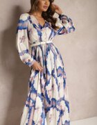 belcci Rochie Bej-Violet Maxi De satin cu croi evazat Velian