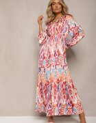 belcci Rochie Bordo Cloș cu bandă elastică în talie în stil Boho Mizza