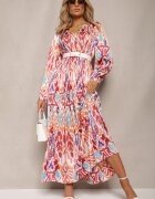 belcci Rochie Bordo Cloș cu bandă elastică în talie în stil Boho Mizza