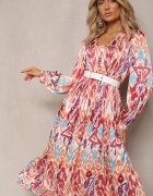 belcci Rochie Bordo Cloș cu bandă elastică în talie în stil Boho Mizza