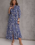 belcci Rochie Cămașă Bleumarin cu cordon în talie cu imprimeu etnic din viscoză Lokaggia