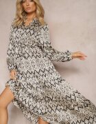 belcci Rochie Casual Alb-Negru cu Șnur în Talie și Volănaș Carmarie