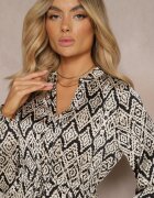 belcci Rochie Casual Alb-Negru cu Șnur în Talie și Volănaș Carmarie