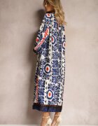 belcci Rochie Croi Drept Albastră din Țesătură de Satin cu Model Ornamental Allilena