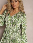 belcci Rochie Evazată Maxi Verde cu Elastic în Talie Decorată cu Model Abstract Raliven