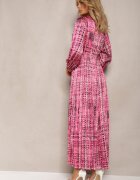 belcci Rochie Fucsia Plisată Maxi Decorată cu model în stil tweed Juvioa