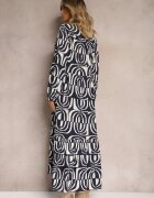 belcci Rochie Lungă Bleumarin Cloș cu Imprimeu Geometric cu Guler Skulle