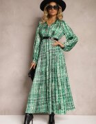 belcci Rochie Plisată Maxi Verde Decorată Cu Model În Stil Tweed Juvioa