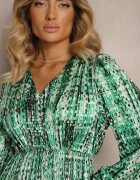 belcci Rochie Plisată Maxi Verde Decorată Cu Model În Stil Tweed Juvioa