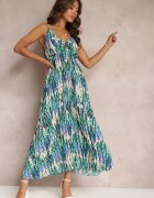 belcci Rochie Plisată Verde Maxi cu elastic în talie și decolteu petrecut Iralle