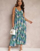 belcci Rochie Plisată Verde Maxi cu elastic în talie și decolteu petrecut Iralle