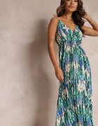 belcci Rochie Plisată Verde Maxi cu elastic în talie și decolteu petrecut Iralle