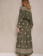 belcci Rochie Verde închis cu broderie din bumbac și șnur în talie Zenlio