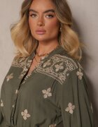 belcci Rochie Verde închis cu broderie din bumbac și șnur în talie Zenlio