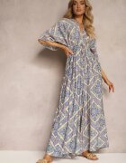 belcci Salopetă Albastră Boho cu șnur la spate cu elastic în talie și pantaloni lungi Sopolia