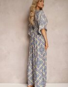 belcci Salopetă Albastră Boho cu șnur la spate cu elastic în talie și pantaloni lungi Sopolia
