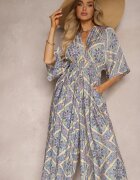 belcci Salopetă Albastră Boho cu șnur la spate cu elastic în talie și pantaloni lungi Sopolia