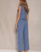 belcci Set albastru ajurat pantaloni largi și vestă descheiabilă Evelliova