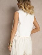 belcci Vestă Albă din Bumbac cu Broderie Decorativă Worvanis