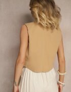 belcci Vestă Bej din Bumbac cu Broderie Decorativă Worvanis