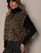 belcci Vestă Maro din amestec de in Oversize cu imprimeu leopard Enarielin