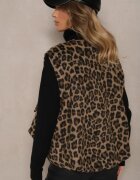 belcci Vestă Maro din amestec de in Oversize cu imprimeu leopard Enarielin