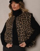 belcci Vestă Maro din amestec de in Oversize cu imprimeu leopard Enarielin