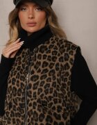belcci Vestă Maro din amestec de in Oversize cu imprimeu leopard Enarielin