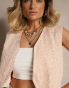belcci Vestă Roză din Bumbac cu Broderie Decorativă Worvanis