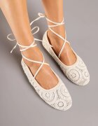 bellucci Balerini Bej Decorate cu șireturi și broderie Talanna