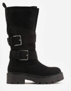 bestelle Botine biker pe platformă cu două catarame pătrate Elidorna Negre