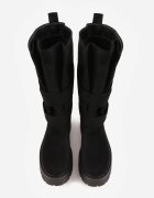 bestelle Botine biker pe platformă cu două catarame pătrate Elidorna Negre