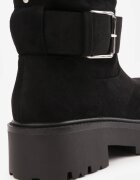 bestelle Botine biker pe platformă cu două catarame pătrate Elidorna Negre