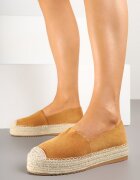 besty Espadrile Bej închis din imitație de piele întoarsă cu platformă din împletitură de iută Mirrona