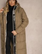 bh forever Geacă boxy verde închis din material matlasat cu fermoar bidirectional și fante Daisena